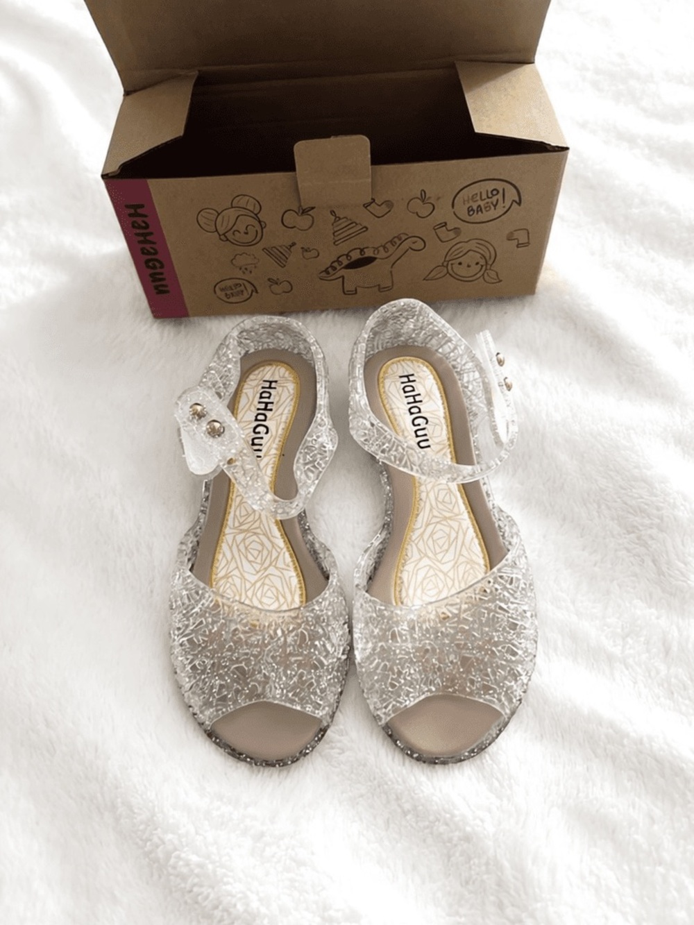 Kids Silver Glitter Sandals